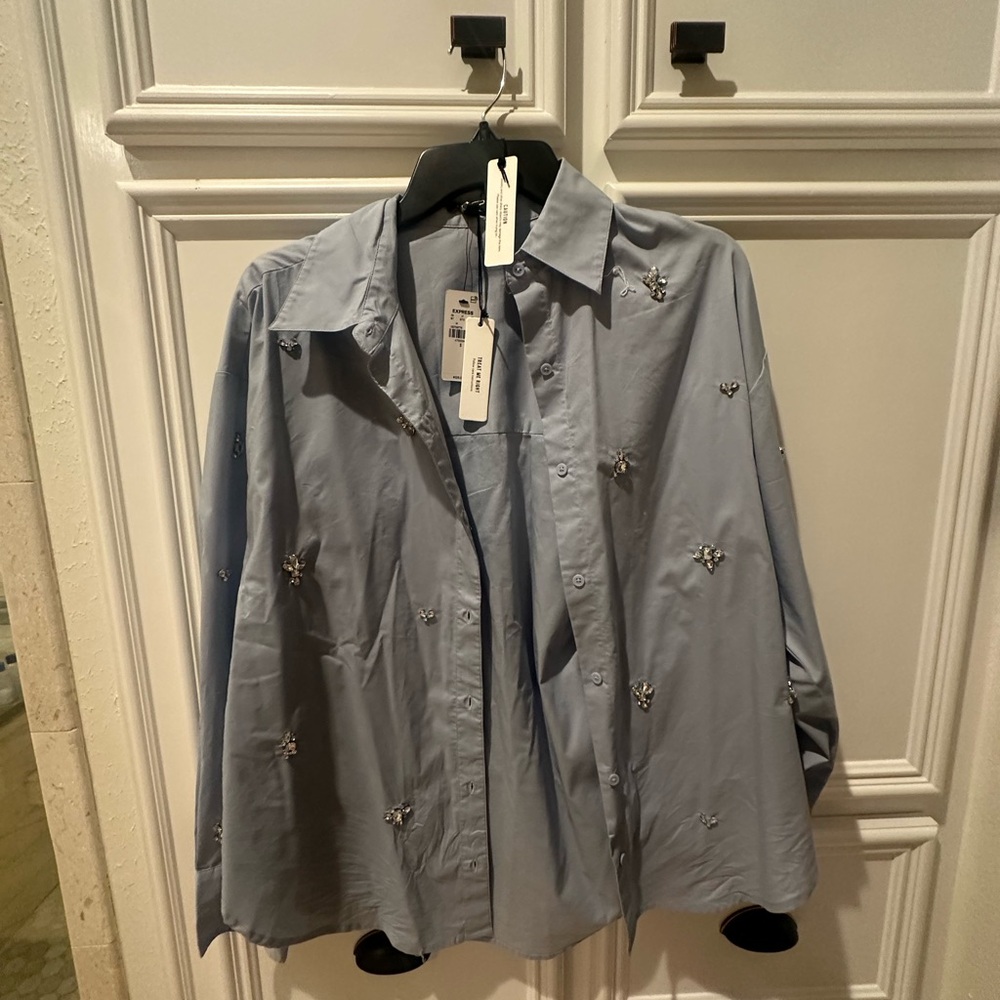 Express Light Blue Button-Up Shirt